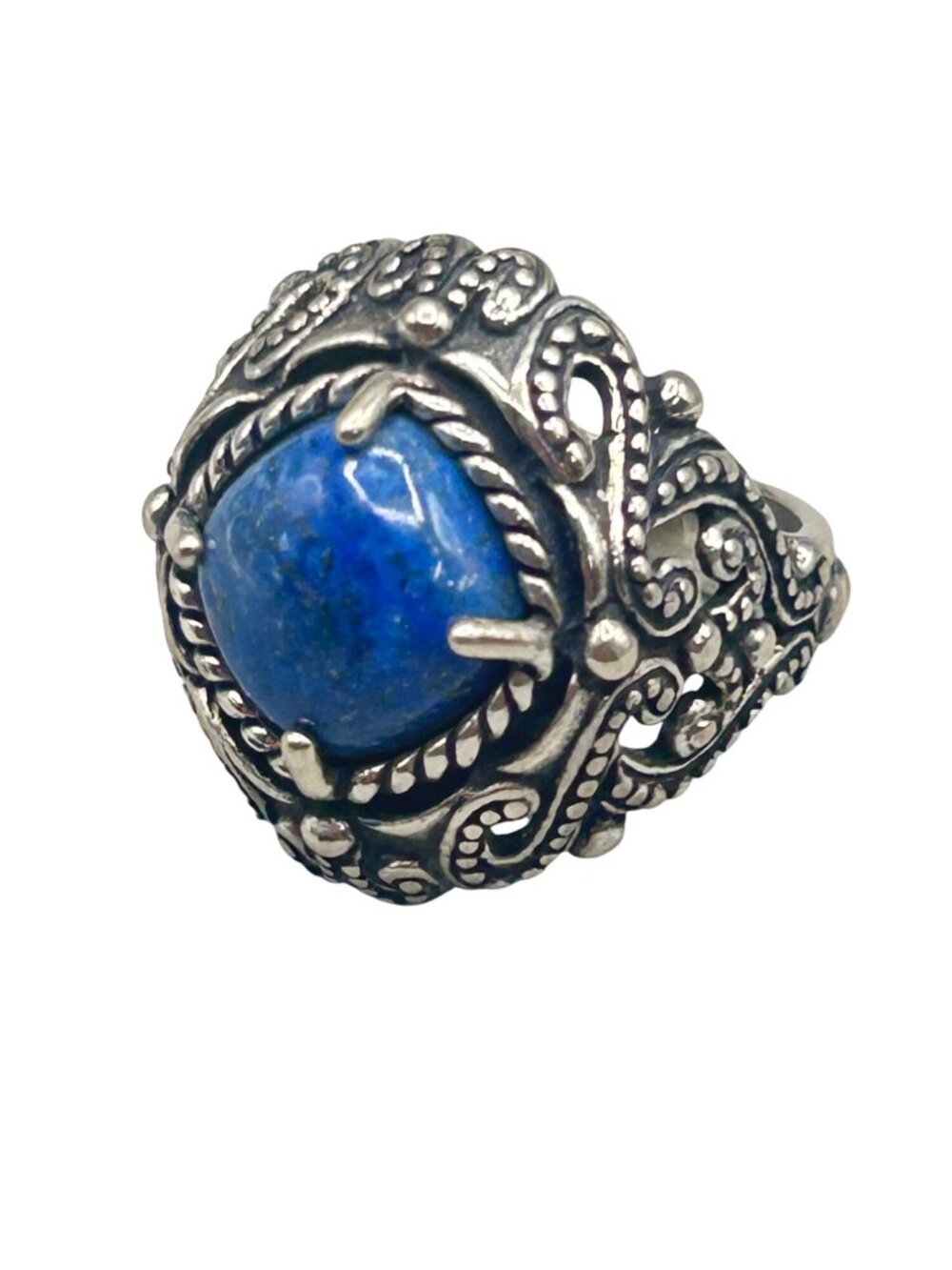 Carolyn Pollack Blue Lapis Lazuli Ring Size 8 Relios Sterling Silver 925